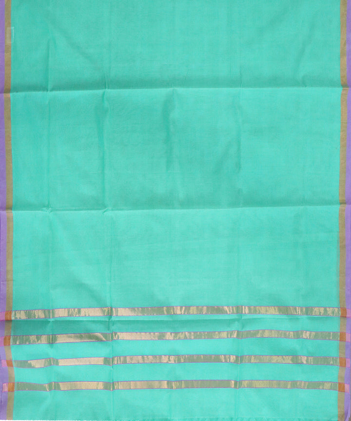 Cyan green handwoven cotton venkatagiri saree