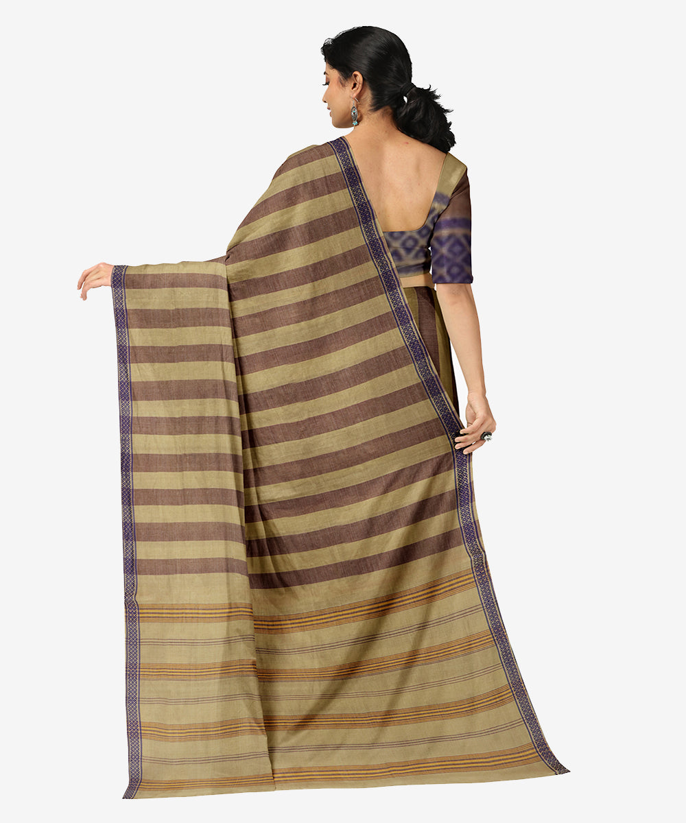 Brown strips handwoven rajahmundry cotton saree