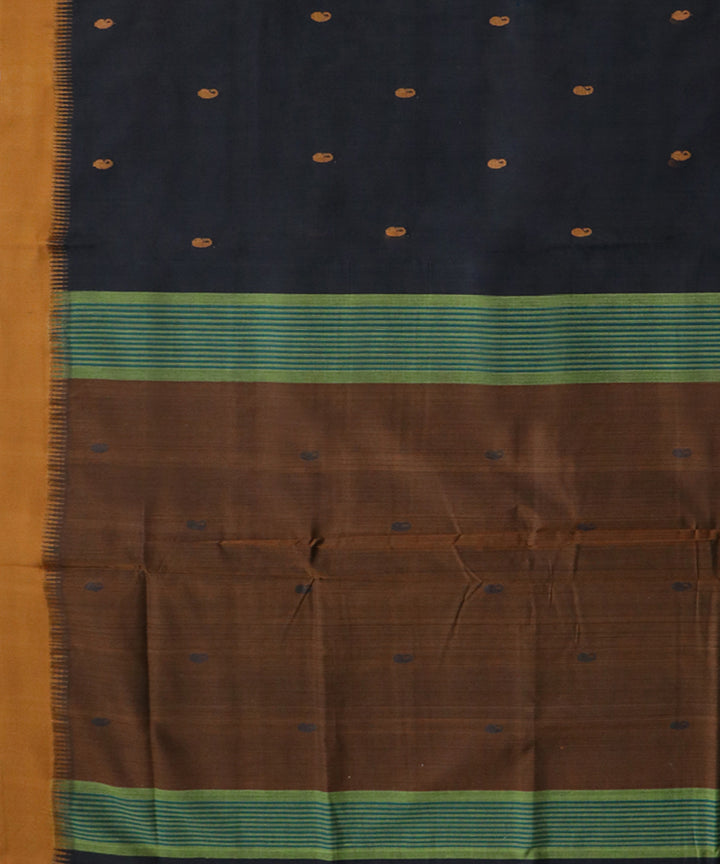 Black brown handwoven cotton rajahmundry saree