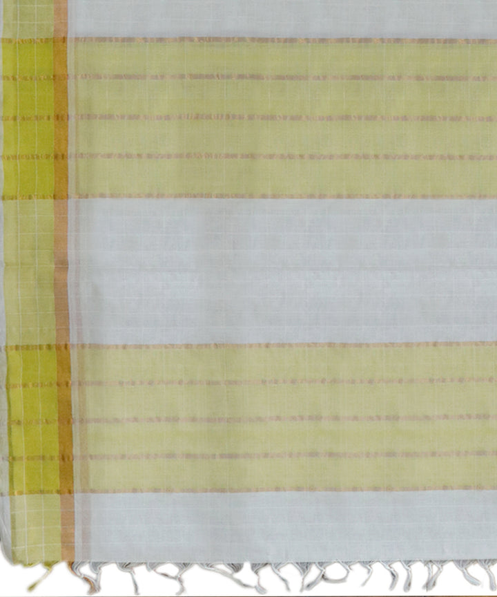 Offwhite yellow handwoven cotton venkatagiri saree