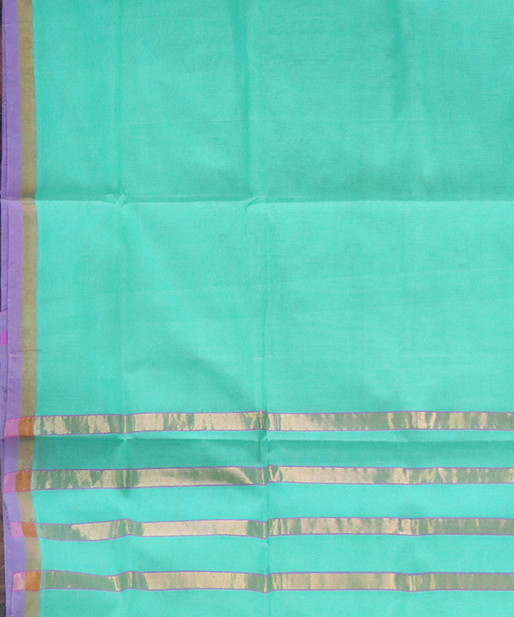 Cyan green handwoven cotton venkatagiri saree