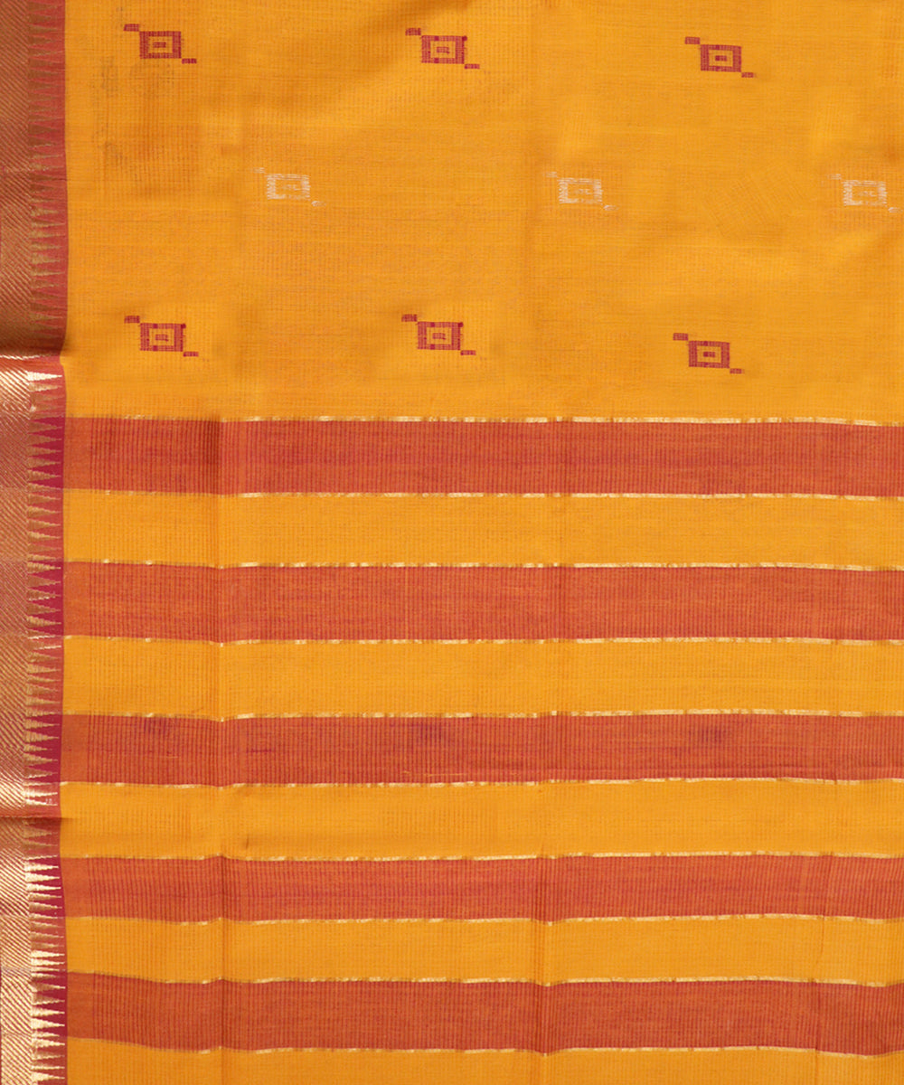 Yellow maroon handwoven cotton rajahmundry saree