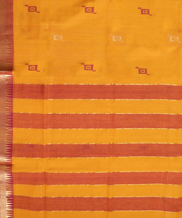 Yellow maroon handwoven cotton rajahmundry saree