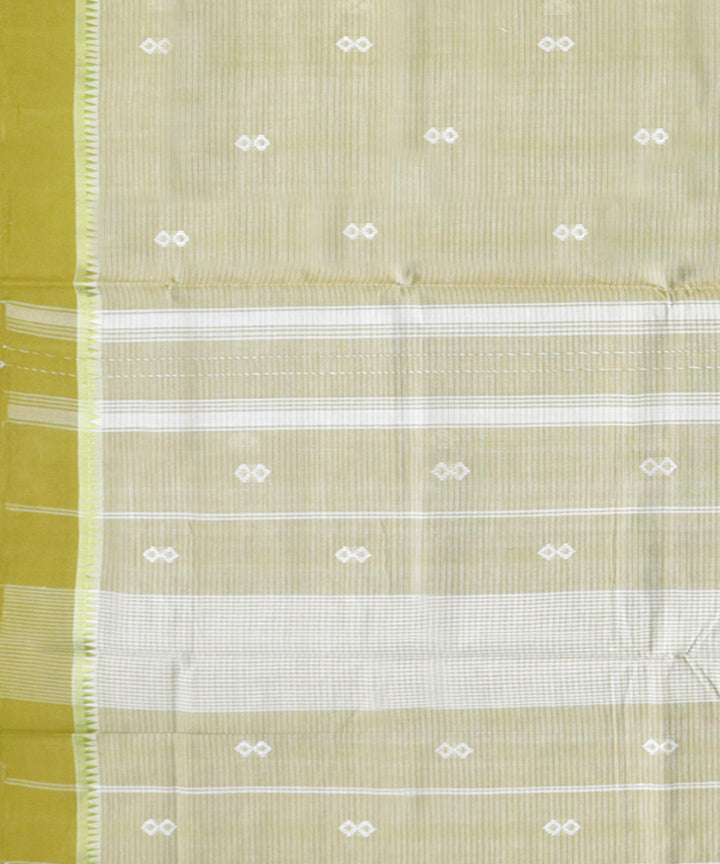 Offwhite olive green handwoven cotton rajahmundry saree