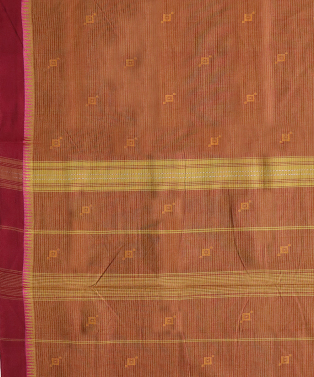 Brown maroon handwoven cotton rajahmundry saree