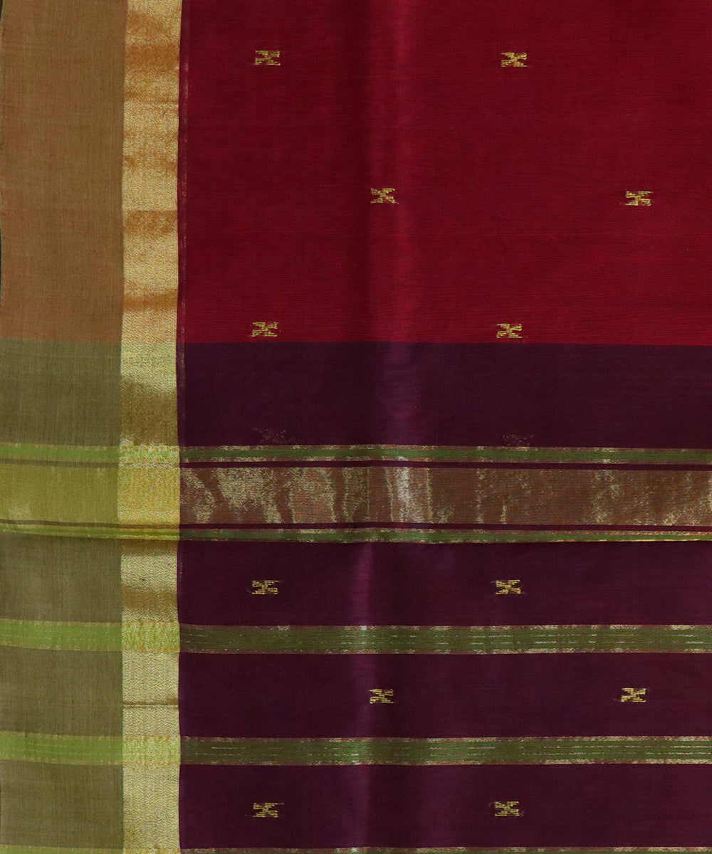 Maroon purple handwoven cotton venkatagiri saree