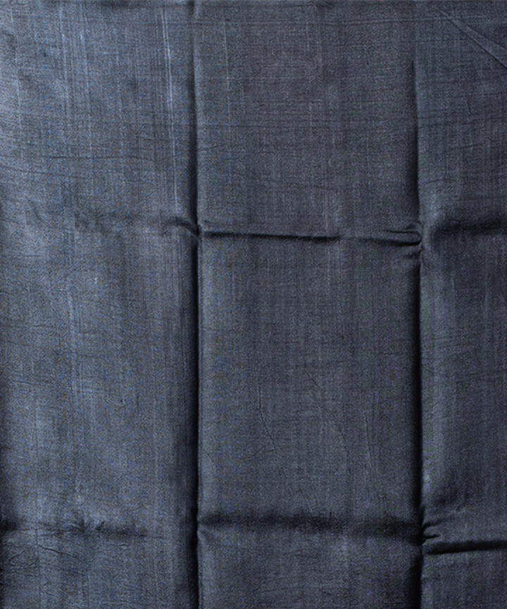 Beige black tussar silk hand block printed saree