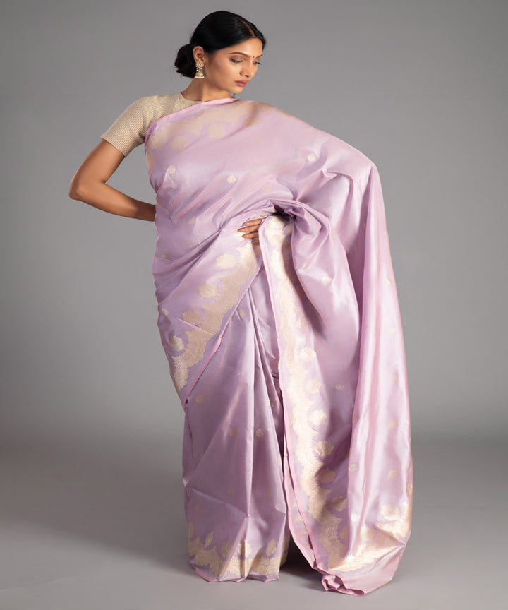 Thistle violet handwoven banarasi silk saree