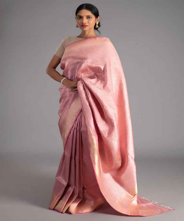 Light pink handwoven banarasi silk saree