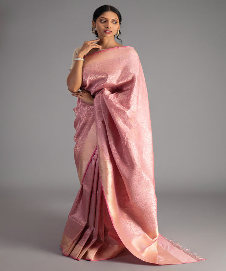 Light pink handwoven banarasi silk saree