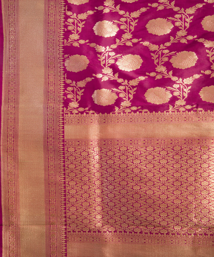 Magenta pink handwoven banarasi silk saree