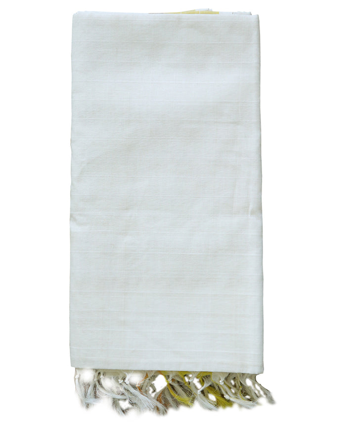Offwhite yellow handwoven cotton venkatagiri saree