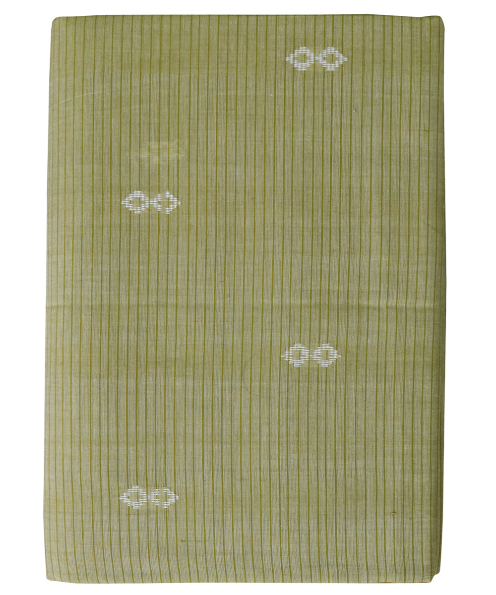 Offwhite olive green handwoven cotton rajahmundry saree