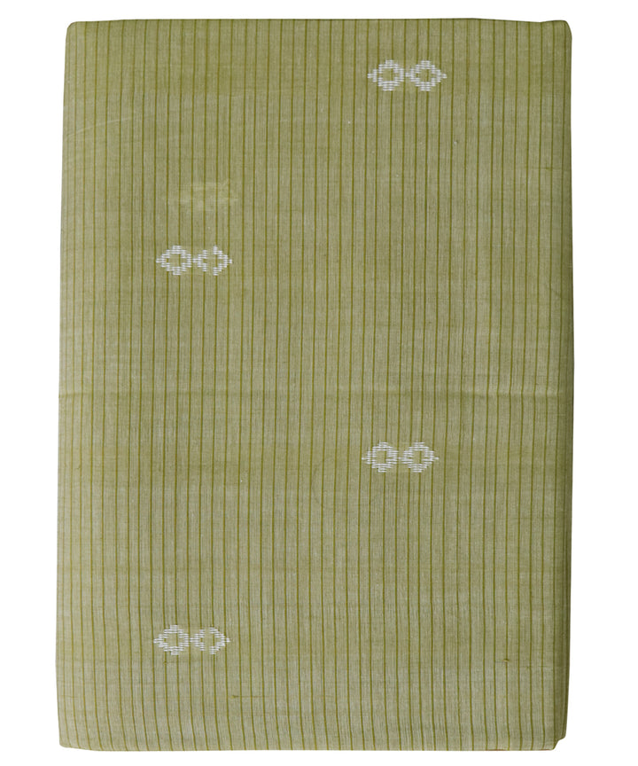 Offwhite olive green handwoven cotton rajahmundry saree