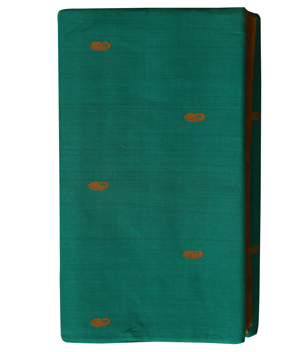 Dark green brown handwoven cotton rajahmundry saree