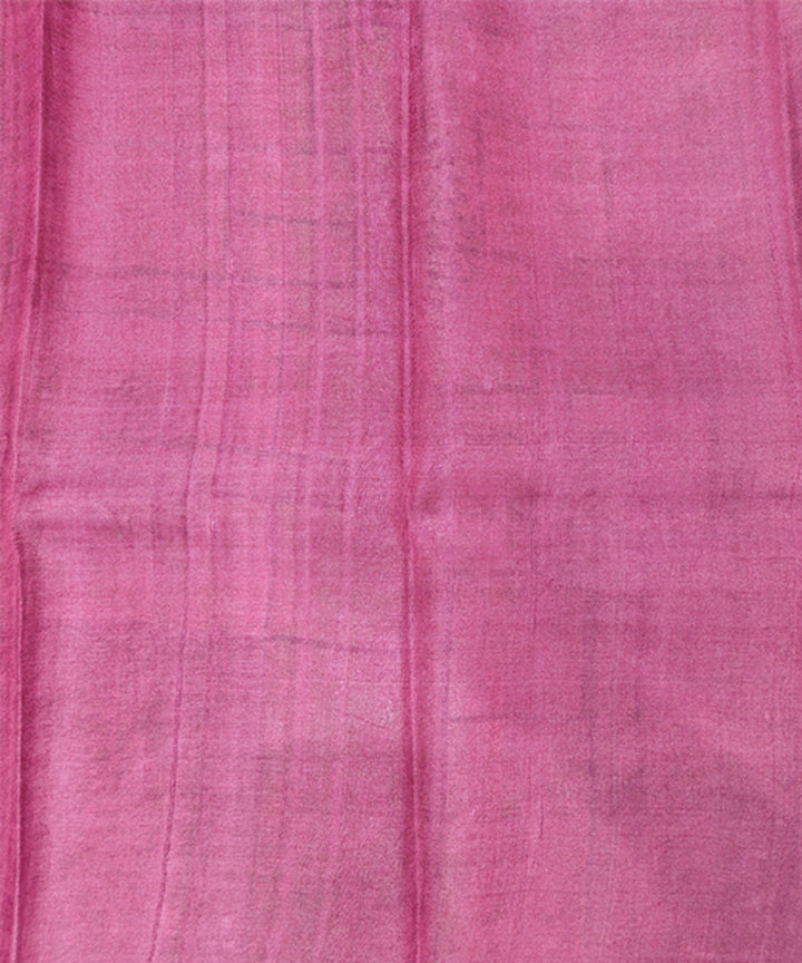 Maroon beige hand block printed tussar silk saree