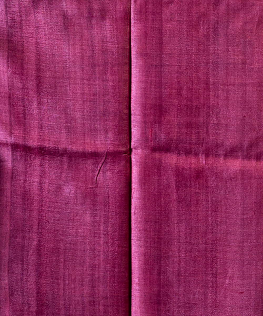 Maroon beige tussar silk hand block printed saree