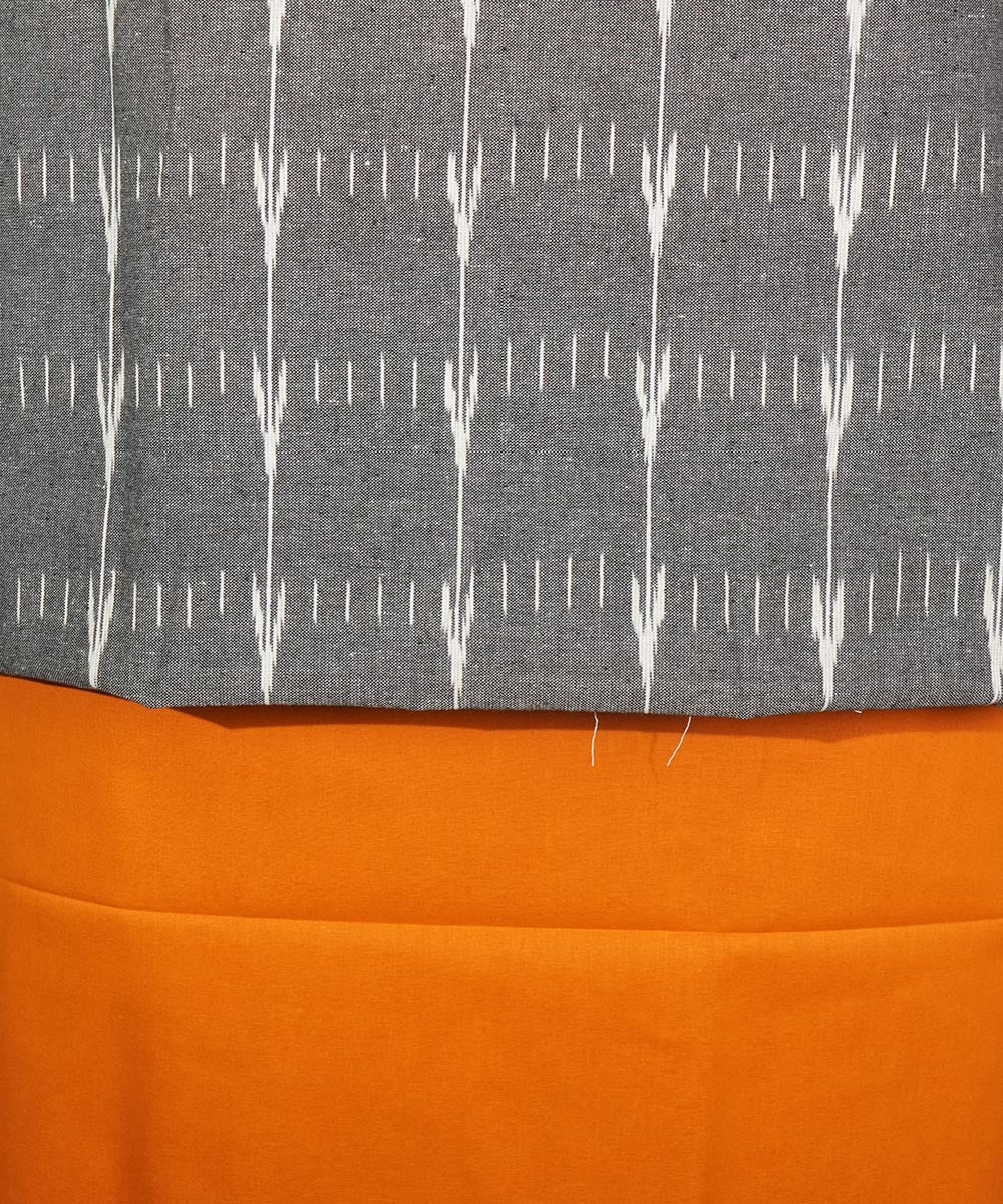 3pc Grey yellow handwoven cotton pochampally ikat dress material