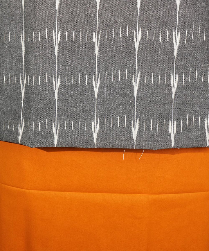 3pc Grey yellow handwoven cotton pochampally ikat dress material