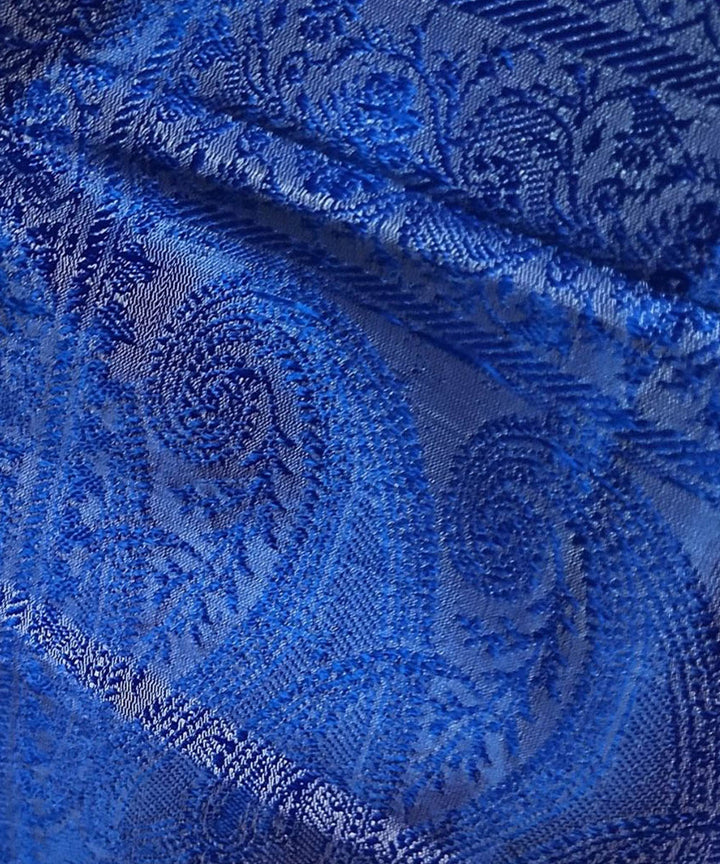 Navy blue handwoven silk banarasi stole