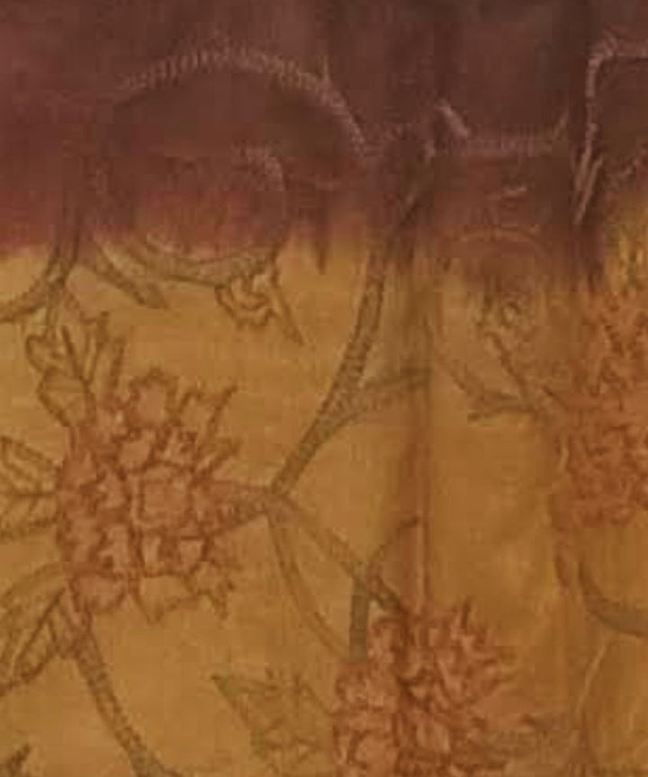Yellow brown handwoven silk kantha stitch stole
