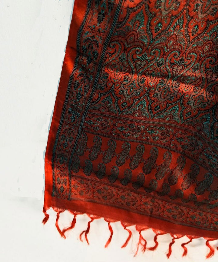 Brown handwoven silk banarasi stole