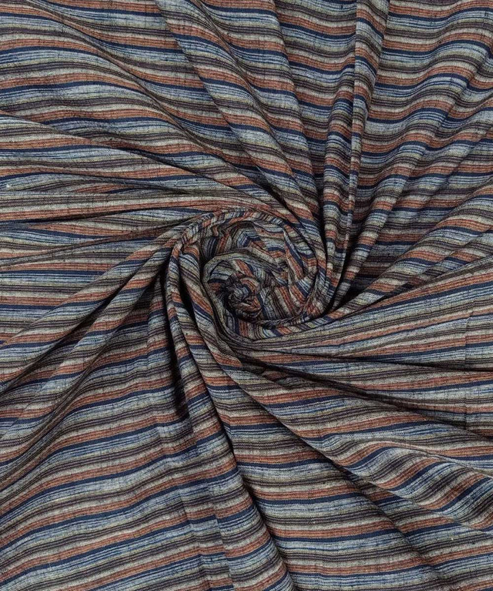 Grey multicolor stripes handloom bengal cotton fabric