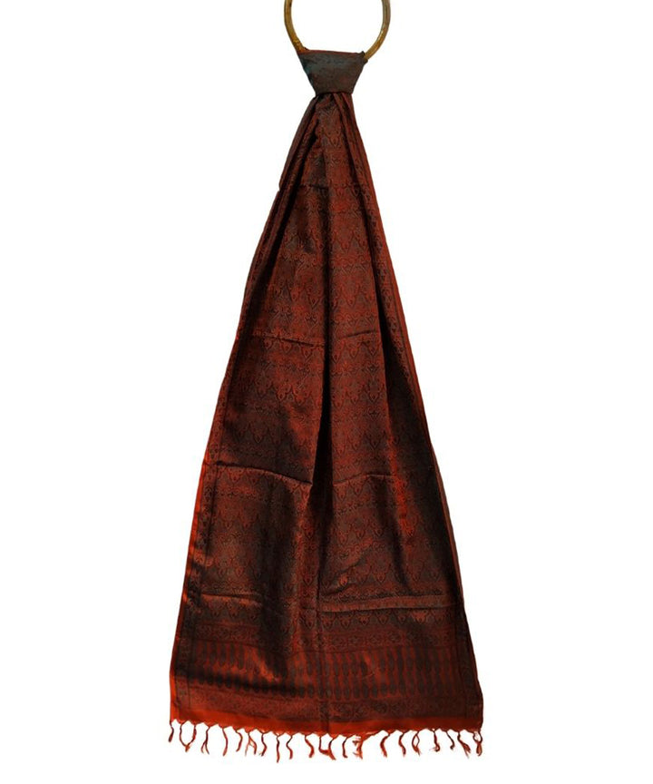 Brown handwoven silk banarasi stole