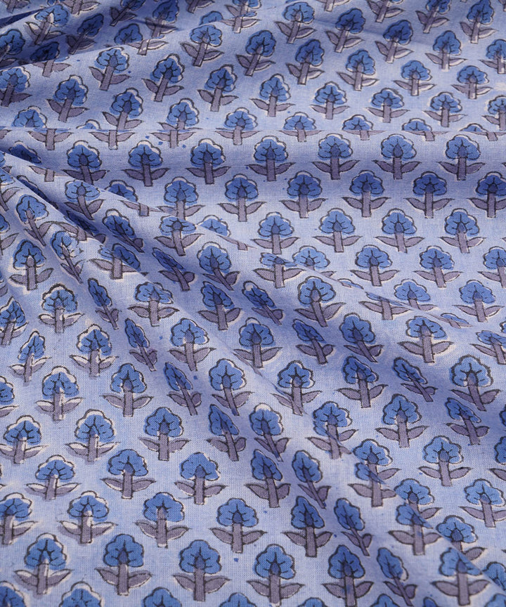 2.5 m navy blue hand block printed sanganeri cotton kurta material
