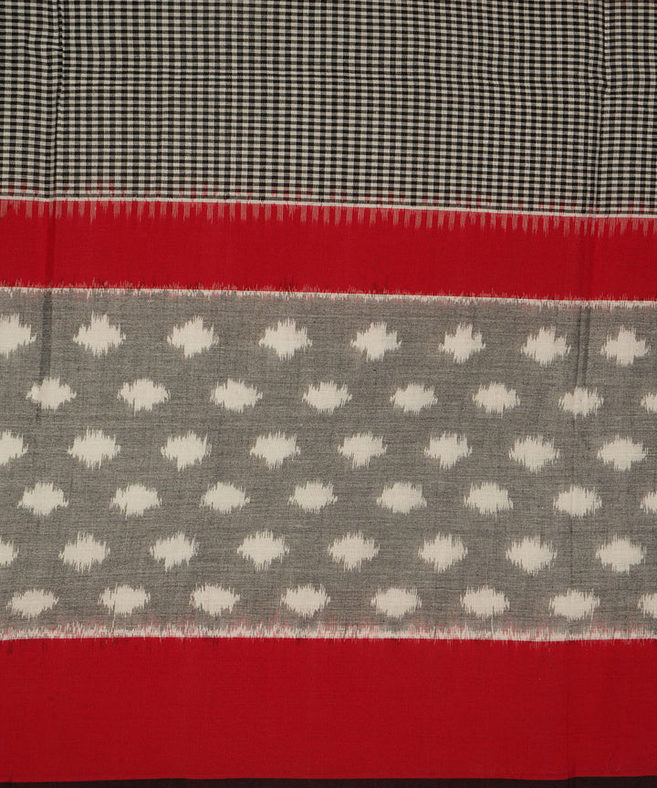 Grey red handloom cotton pochampally ikat dupatta