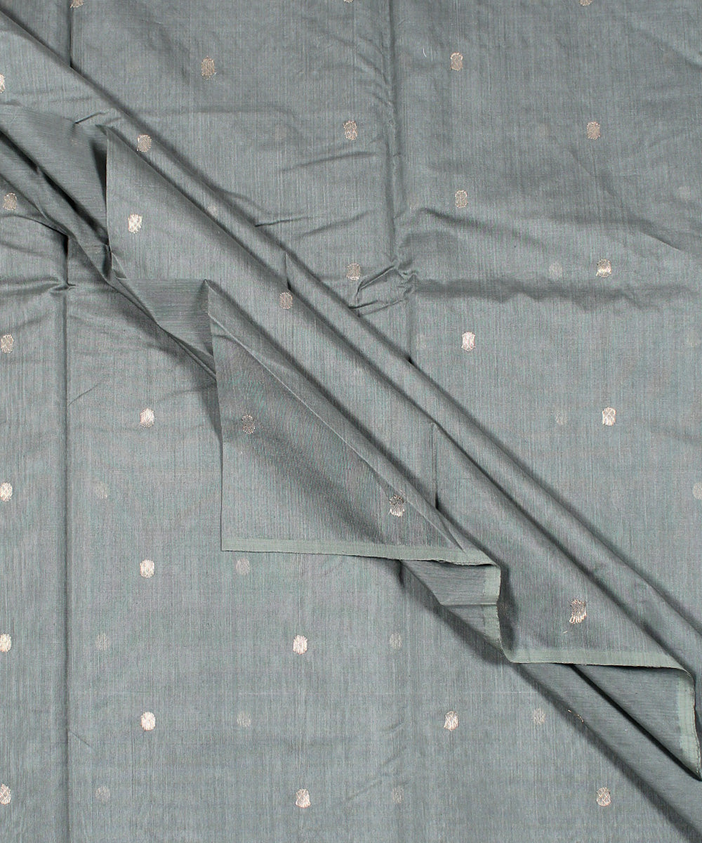 Olive green handwoven cotton silk chanderi fabric