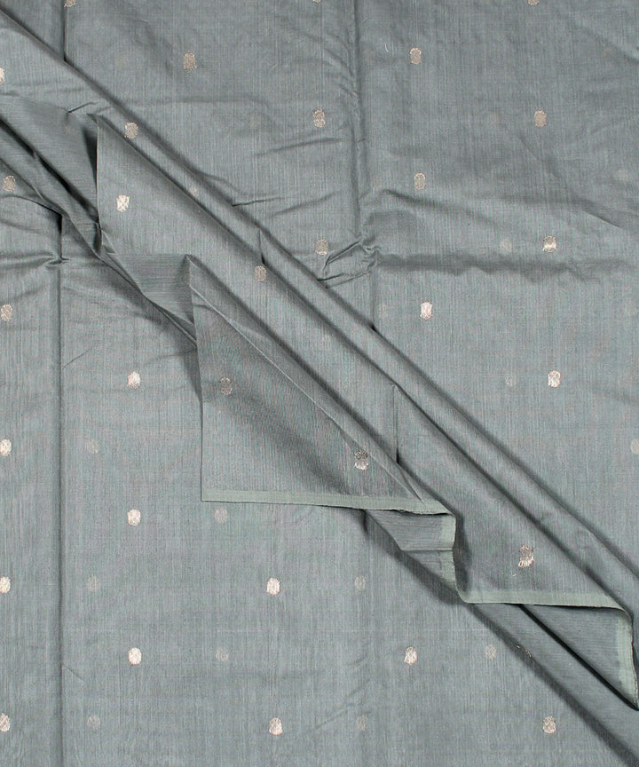 Olive green handwoven cotton silk chanderi fabric