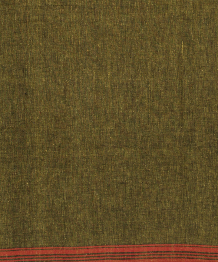 Olive green orange kala cotton handloom bhujodi saree