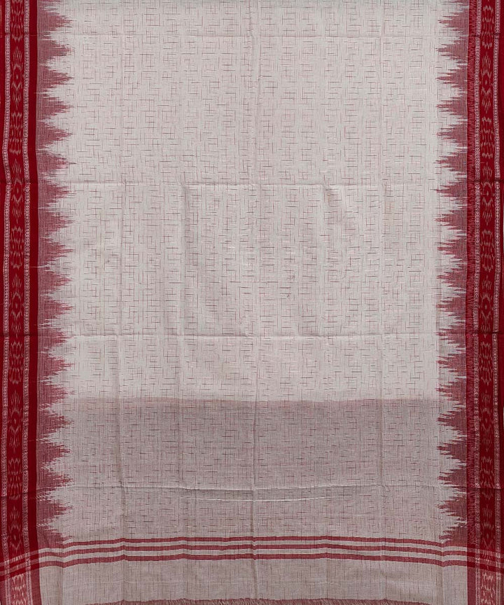 White maroon cotton handwoven sambalpuri saree