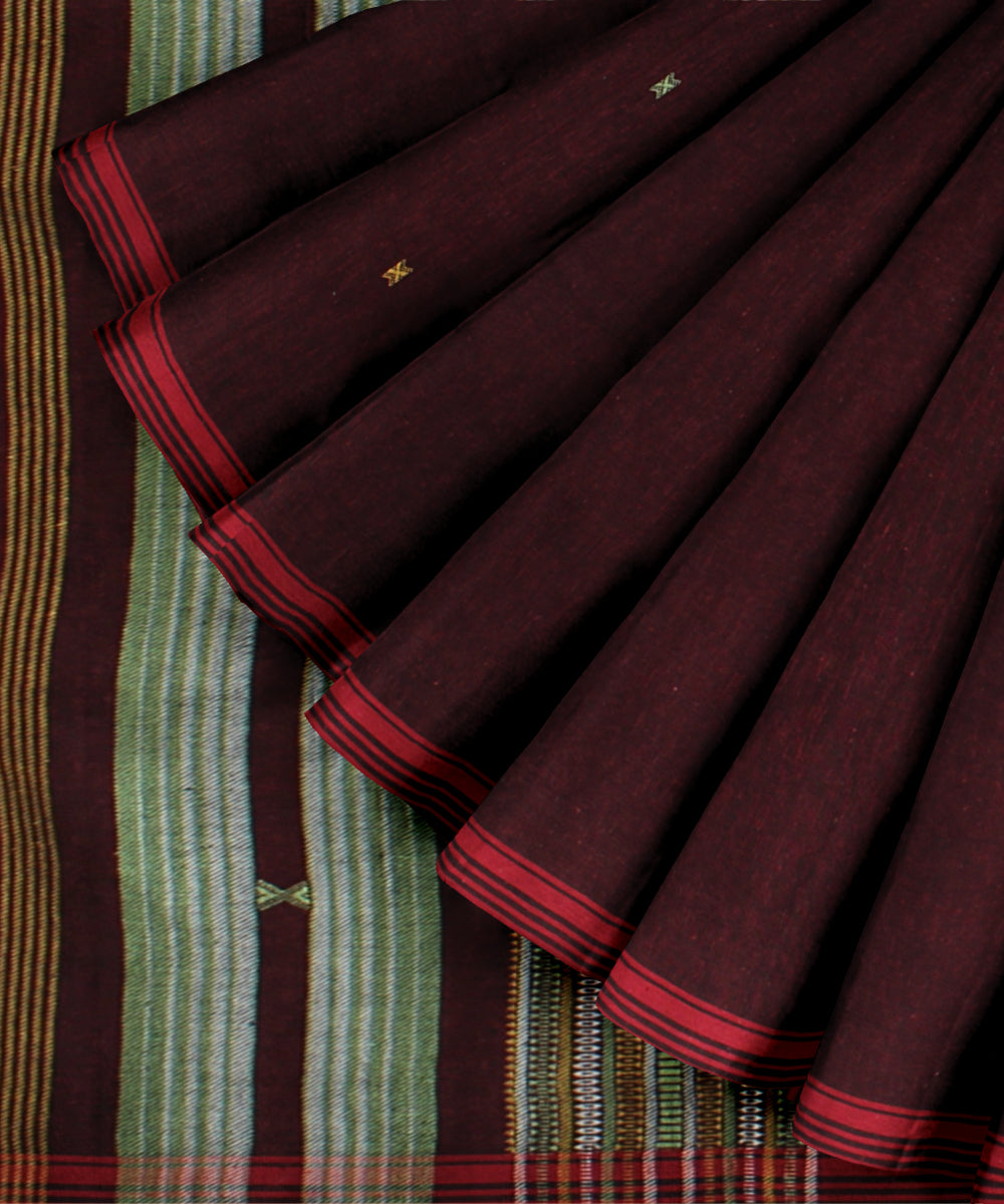 Maroon red kala cotton handloom bhujodi saree