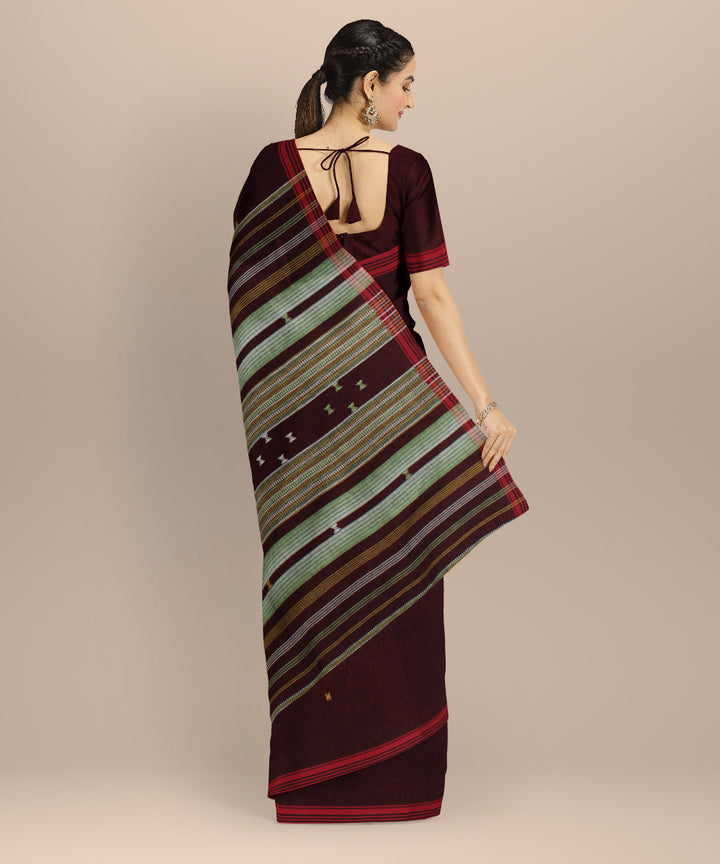 Maroon red kala cotton handloom bhujodi saree
