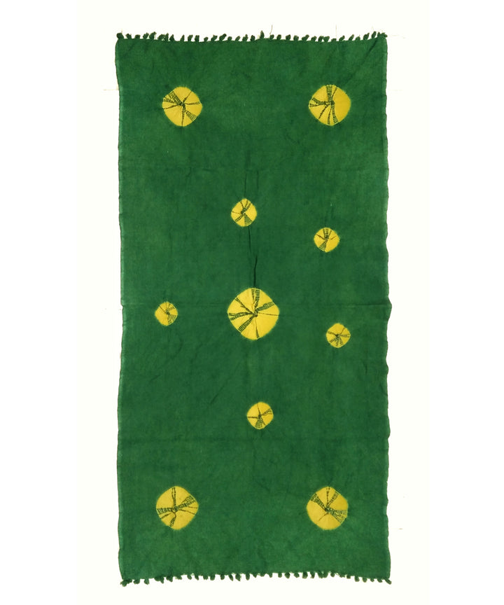 Dark green yellow tie dyed cotton towel