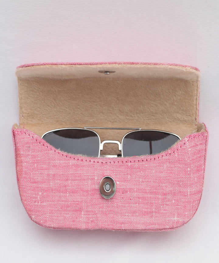 Pink cotton handloom sunglass cover