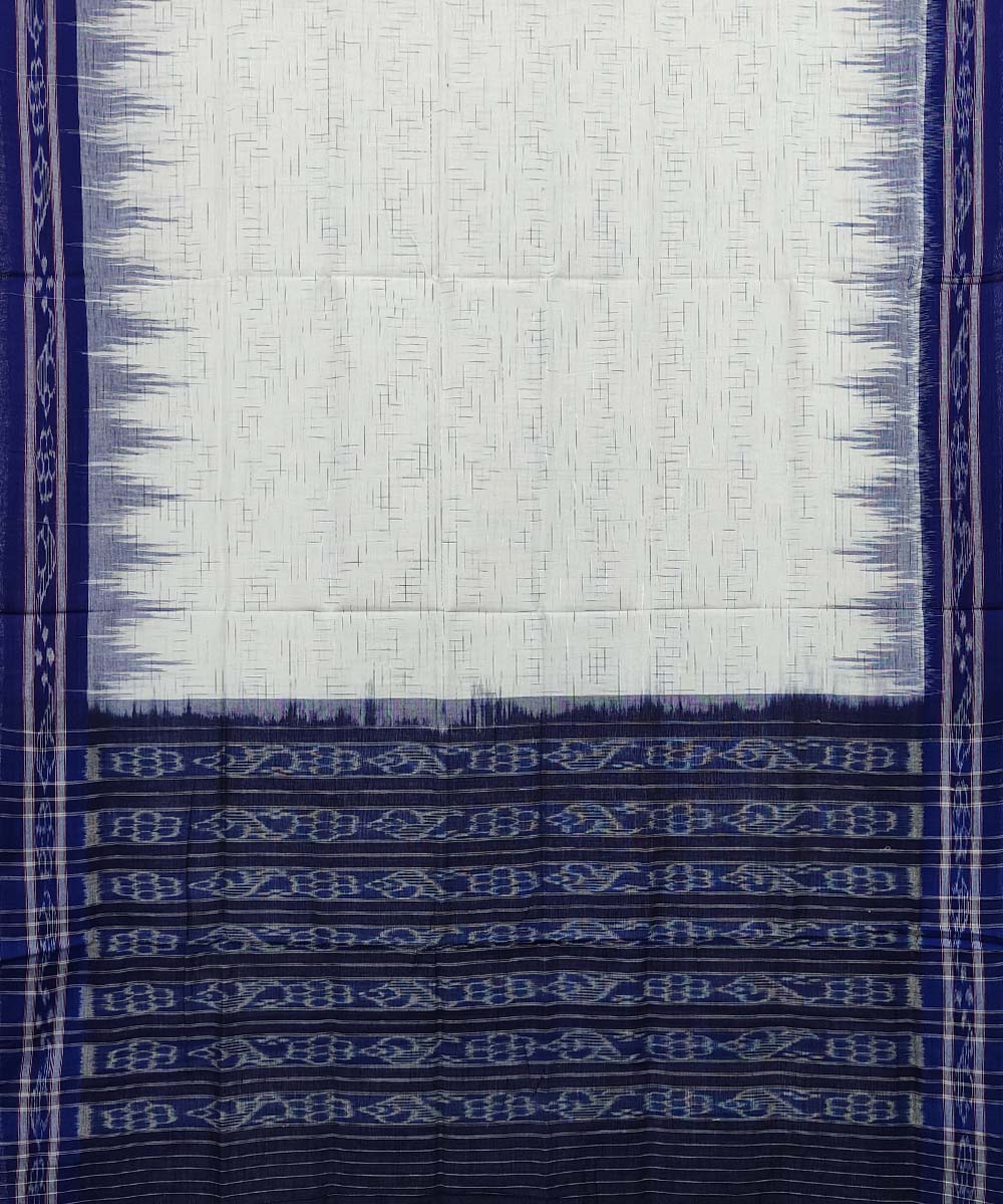 White blue cotton handloom nuapatna saree