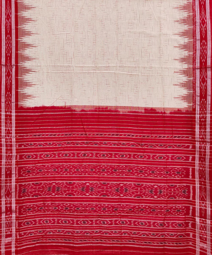 Off white red cotton handloom nuapatna saree