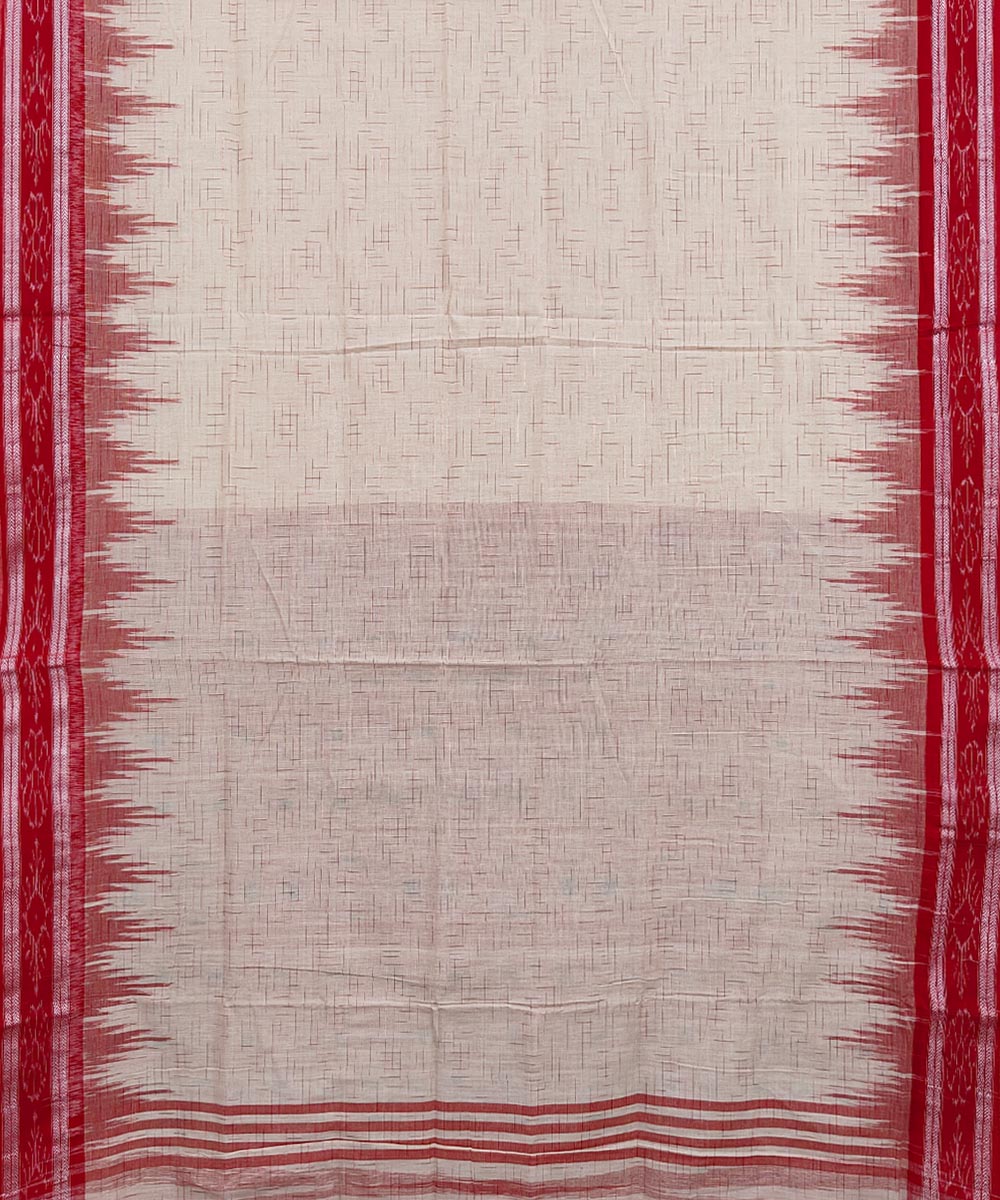 Off white red cotton handloom nuapatna saree