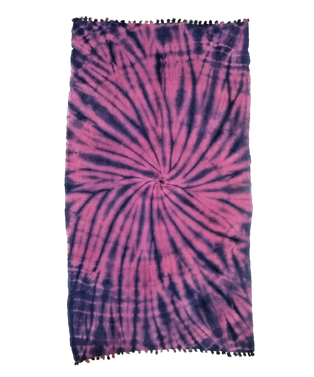 Pink blue tie dyed cotton towel