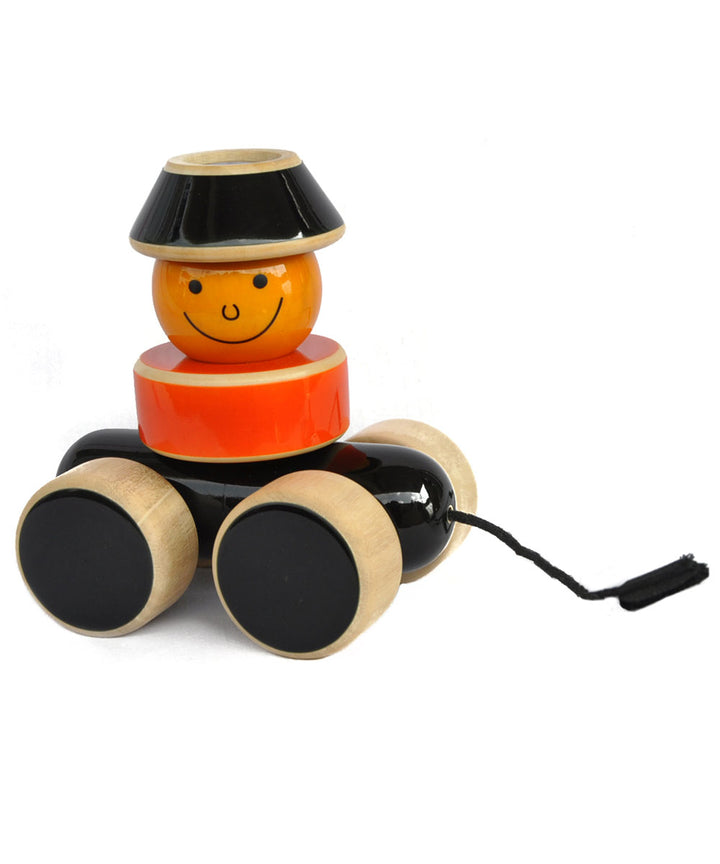 Black orange wooden channapatna toy