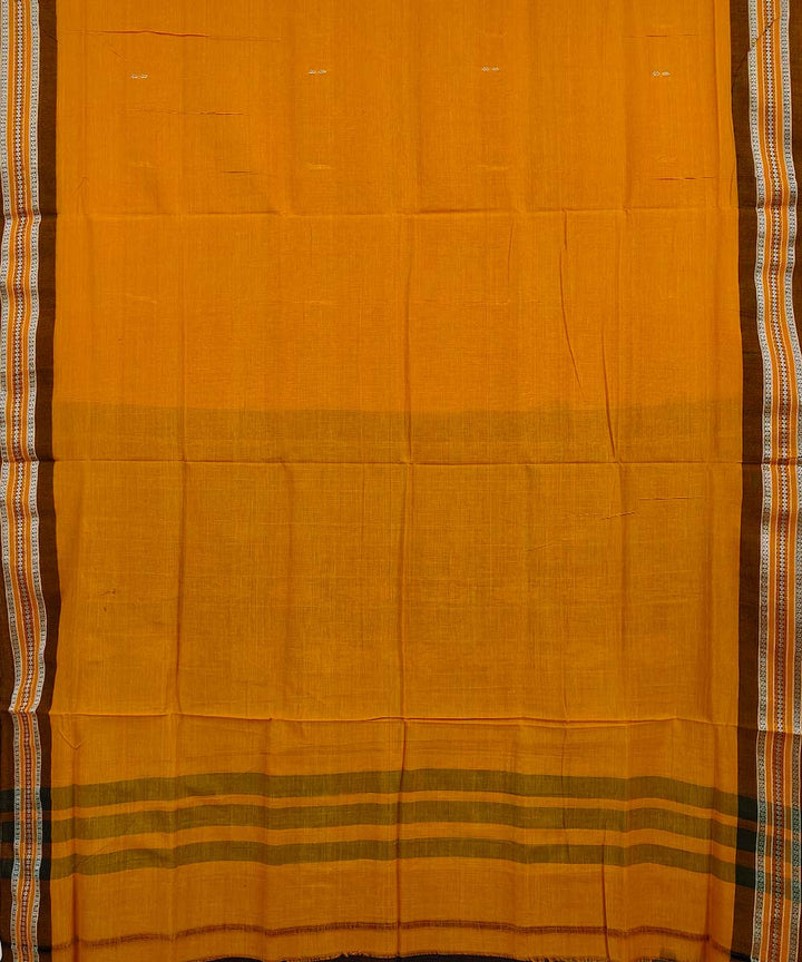 Yellow orange and grey cotton handloom nuapatna saree