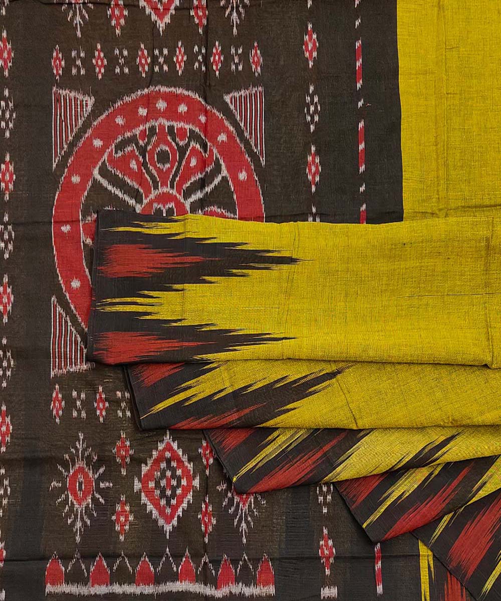 Lime green black cotton handloom nuapatna saree – GoCoop