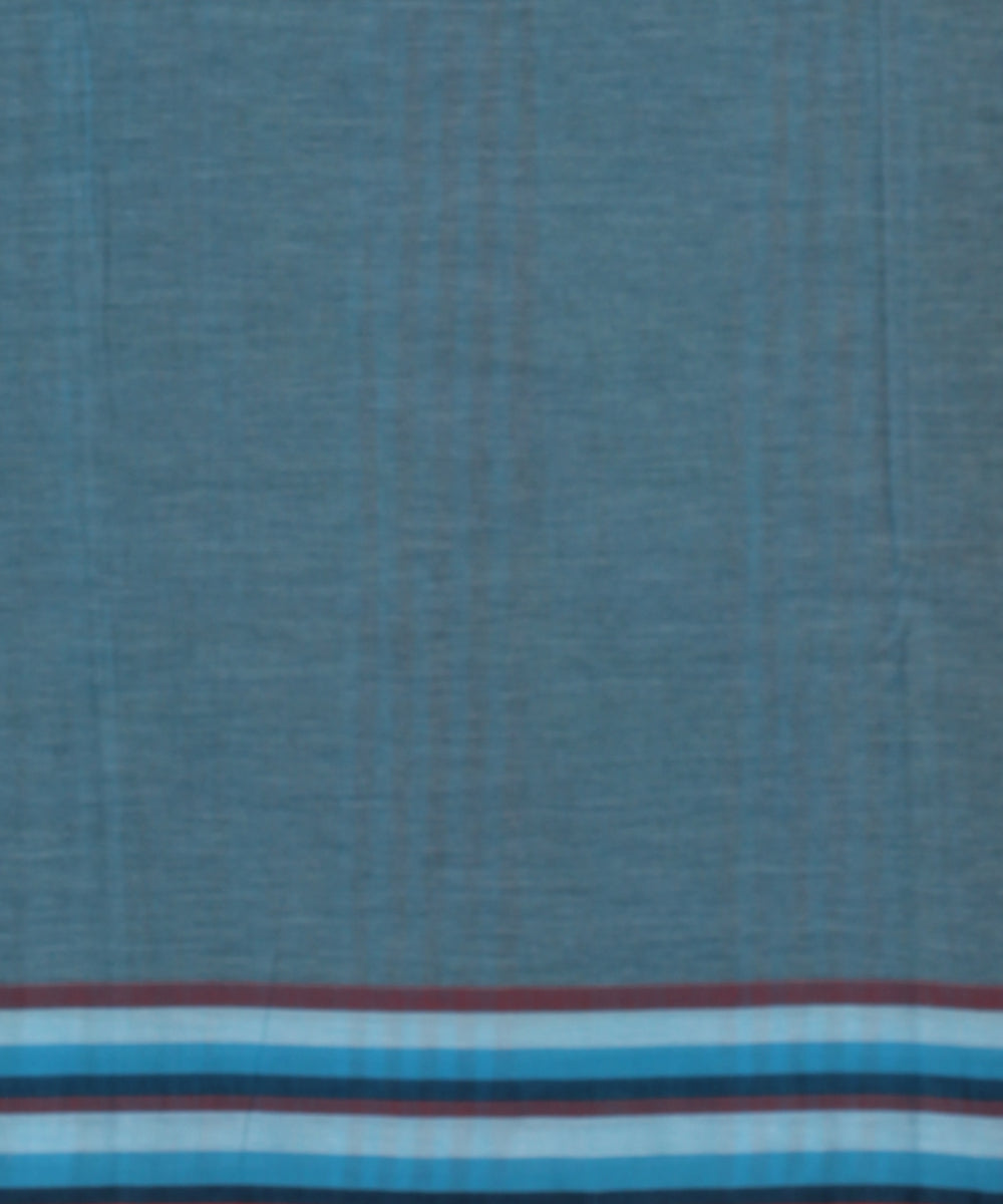 Grey cyan blue kala cotton handloom bhujodi saree