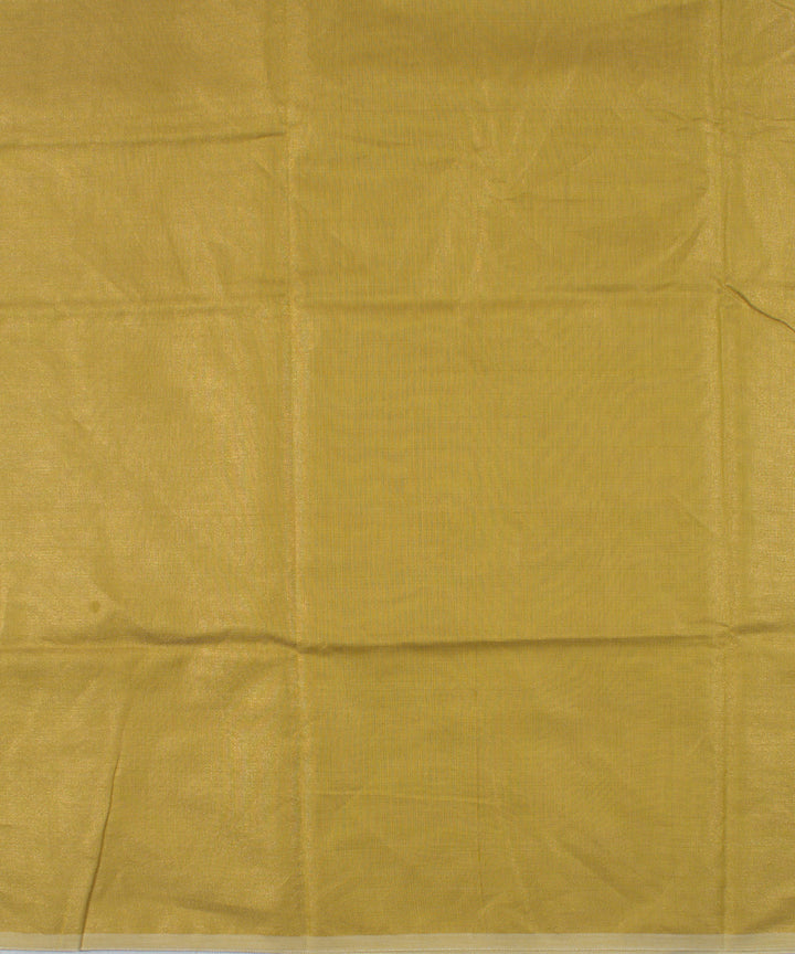 Mustard yellow handwoven cotton silk chanderi fabric