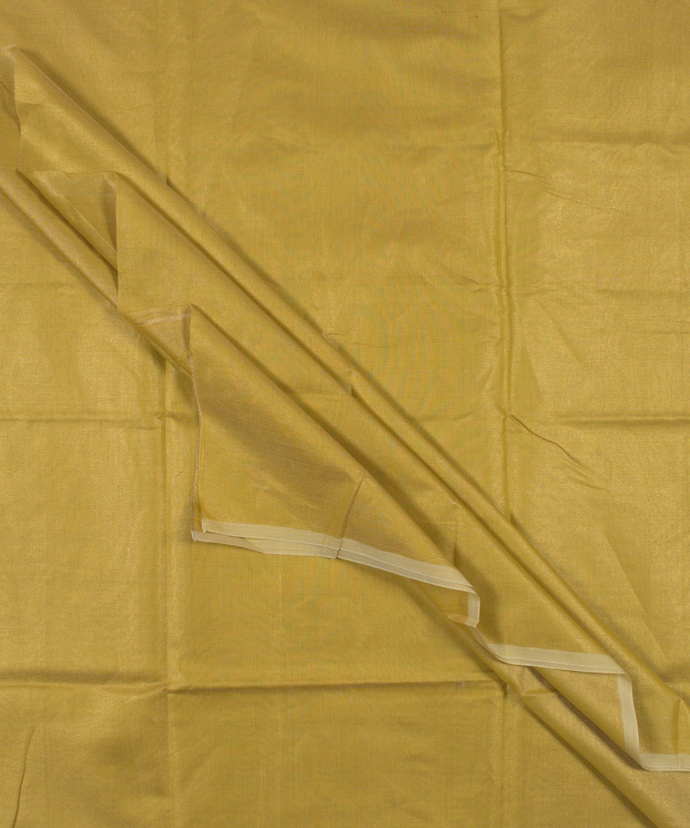 Mustard yellow handwoven cotton silk chanderi fabric