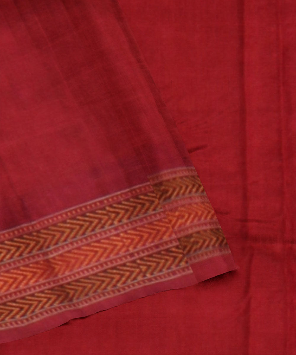 Yellow maroon silk handloom sambalpuri saree