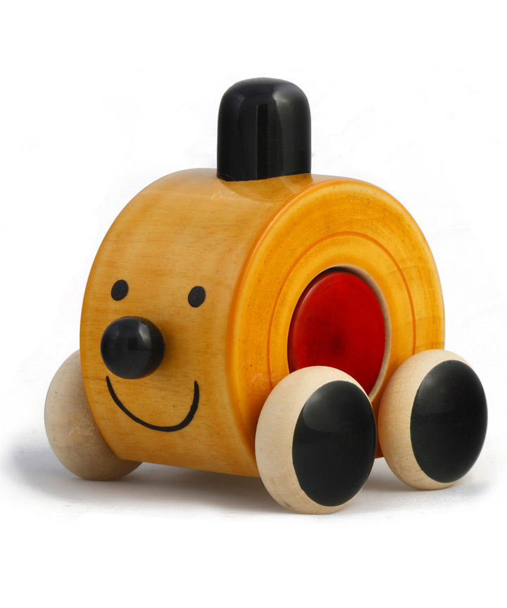 Yellow wooden channapatna toy